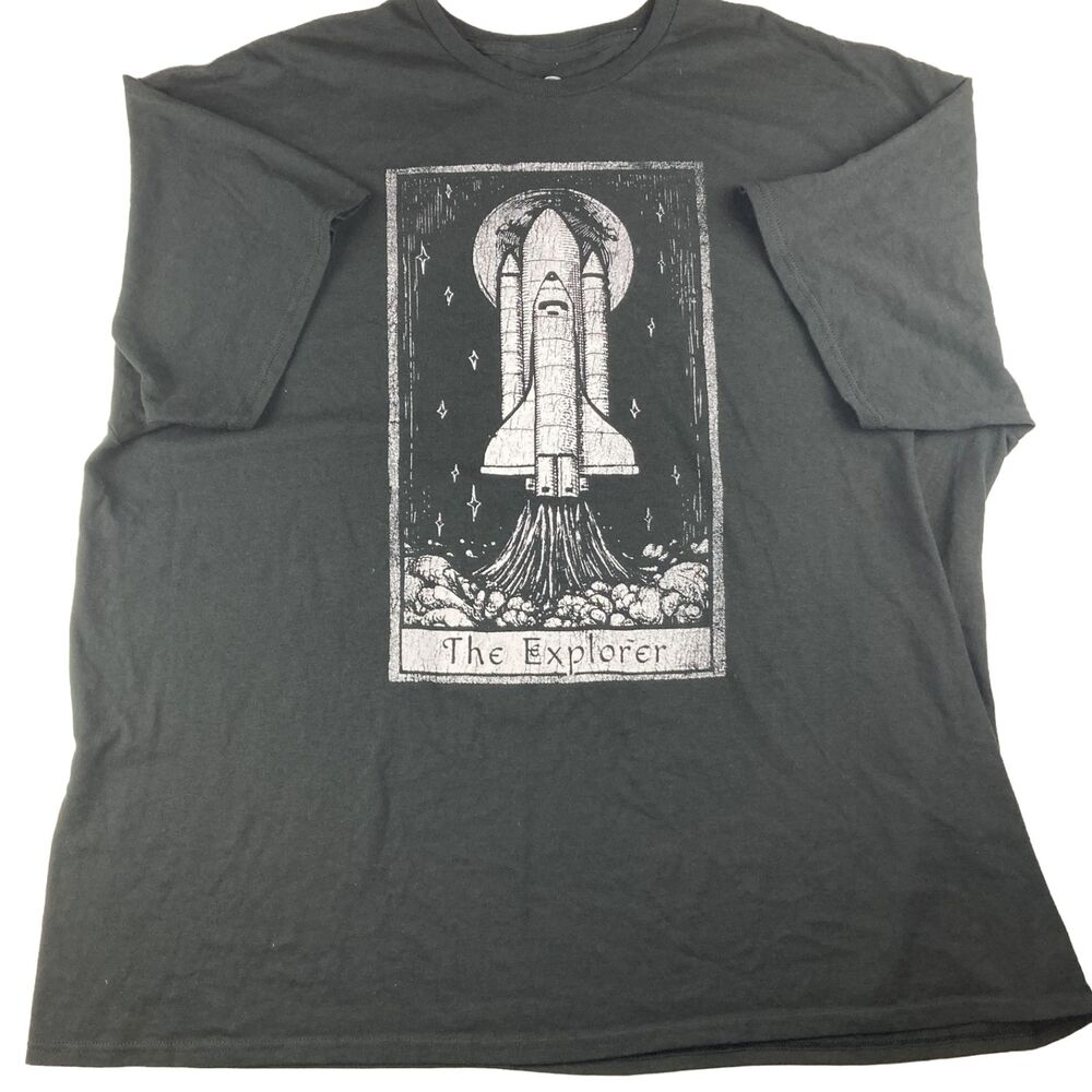 DOM Graphic T Shirt Mens 3XL Space Shuttle The Explorer Black Tee Cotton